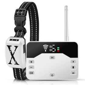 2 In 1 Wireless Electric Dog Fence Waterproof Pet Shock Boundary Containment System Electric Training Collar for Small Medium Large Dogs (Option: White 1Collar)